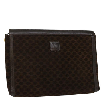 CELINE Macadam Canvas Clutch Bag Leather Brown Auth bs7545