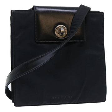 BVLGARI Shoulder Bag Nylon Black Auth bs7633