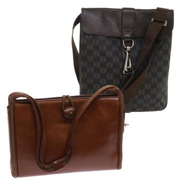 LOEWE Shoulder Bag Leather 2Set Brown Auth bs7728