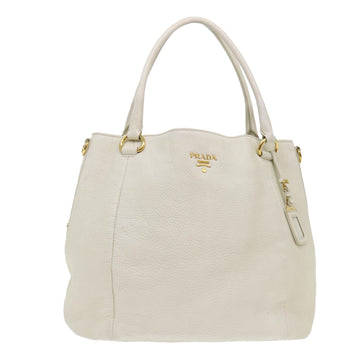 PRADA Shoulder Bag Leather White Auth bs7829