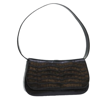 BALLY Shoulder Bag Leather Black Auth bs7892