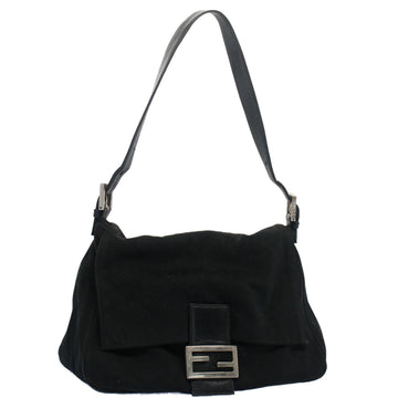 FENDI Mamma Baguette Shoulder Bag Nylon Black 2355 26325 009 Auth bs7910
