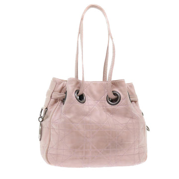 CHRISTIAN DIOR Canage Shoulder Bag Leather Pink Auth bs7962
