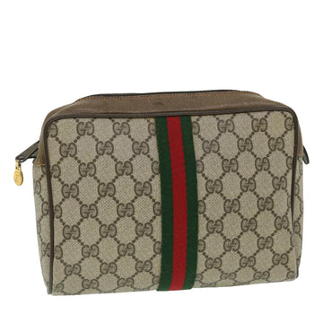 GUCCI GG Canvas Web Sherry Line Clutch Bag Beige Red Green 89 01 012 Auth bs8038