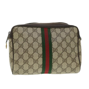 GUCCI GG Canvas Web Sherry Line Clutch Bag Beige Red 98 72 014 3553 Auth bs8039
