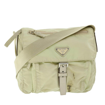 PRADA Shoulder Bag Nylon Beige Auth bs8099