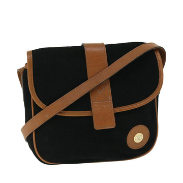VALENTINO Shoulder Bag Suede Leather Black Brown Auth bs8153