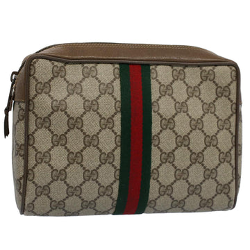 GUCCI GG Canvas Web Sherry Line Clutch Bag Beige Red Green 89 01 012 Auth bs8258