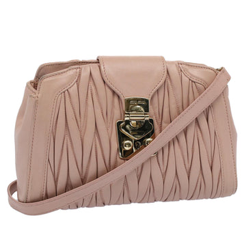 MIU MIU Materasse Shoulder Bag Leather Pink Auth bs8321