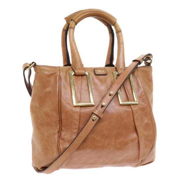 Chloe Etel Hand Bag Leather 2way Brown Auth bs8592
