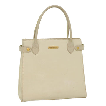 BURBERRYSs Tote Bag Leather White Auth bs8607