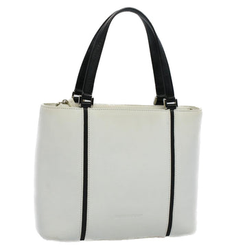 BURBERRY Tote Bag Leather White Auth bs8692
