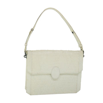SAINT LAURENT Shoulder Bag Leather White Auth bs8710