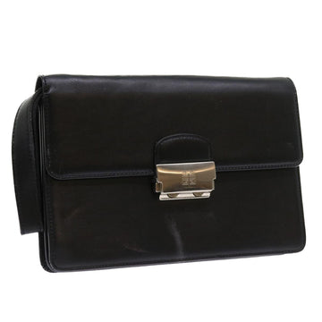 GIVENCHY Clutch Bag Leather Black Auth bs8725