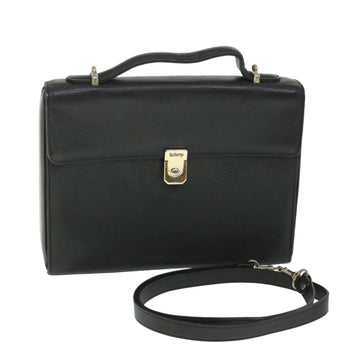 BURBERRYSs Hand Bag Leather 2way Black Auth bs8729