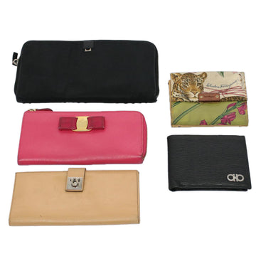 SALVATORE FERRAGAMO Wallet Leather nylon 5Set Pink Brown black Auth bs8877