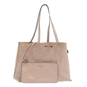MIU MIU Tote Bag Suede Leather Pink Auth bs9097