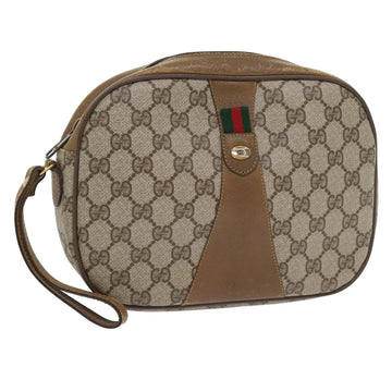 GUCCI GG Supreme Web Sherry Line Clutch Bag Beige Red 89 01 034 Auth bs9231