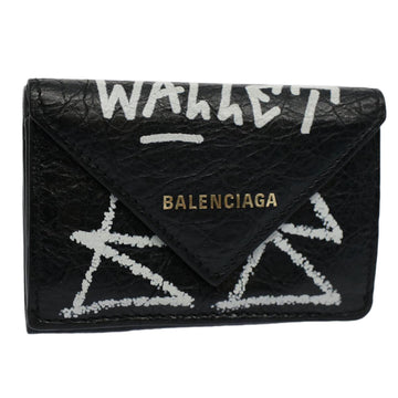 BALENCIAGA Wallet Leather Black 391446 Auth bs9477