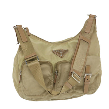 PRADA Shoulder Bag Nylon Beige Auth bs9484
