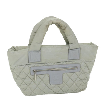 CHANEL Cococoon Hand Bag Nylon Gray CC Auth bs9551