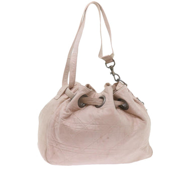 CHRISTIAN DIOR Canage Shoulder Bag Leather Pink Auth bs9711