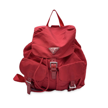 PRADA Vintage Red Nylon Canvas Backpack Shoulder Bag