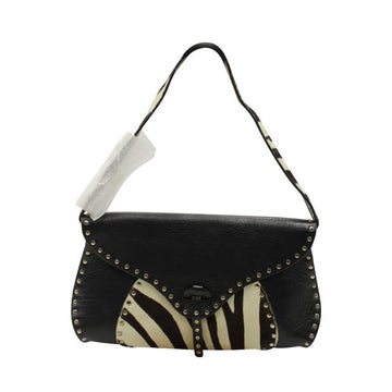 CELINE Black Clutch/ Handbag With Zebra Print Ponyhair