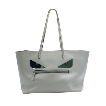 FENDI Light Grey Leather Tote With Mirror 