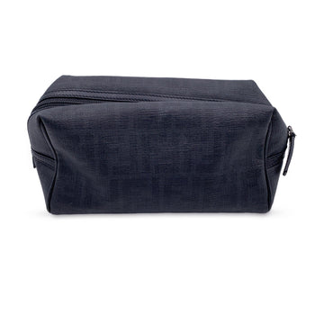 FENDI Grey Zucca Ff Monogram Canvas Leather Travel Cosmetic Pouch Bag