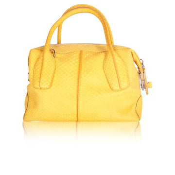 TOD'S Python Skin Yellow D-Styling Bauletto Mini with detachable Strap