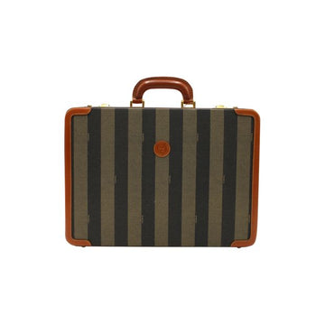 FENDI Vintage Leather & Striped Fabric Briefcase