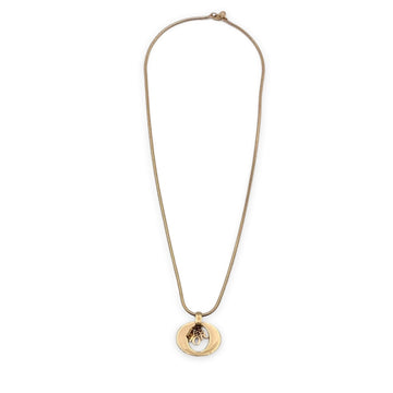 CHRISTIAN DIOR Gold Metal Dangling Charms Logo Necklace