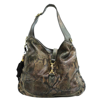 GUCCI Large Python Leather Hobo Bag With Bamboo Tassel