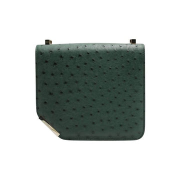BALLY The Corner Bag In Green Ostrich Leather