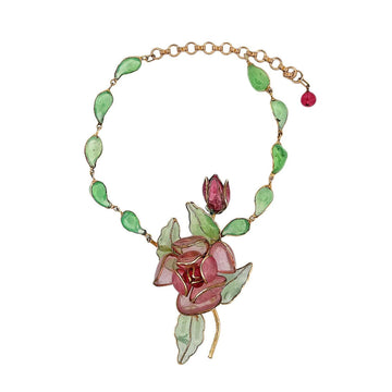 CHANEL Gripoix Glass Flower Necklace