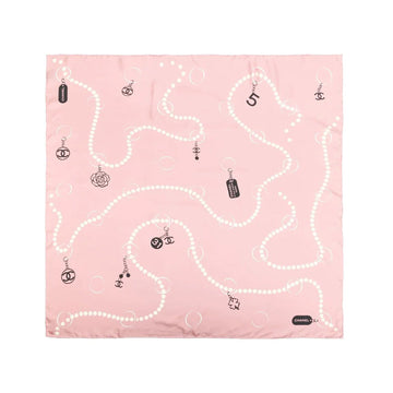 CHANEL Pink Pearl CC Charms Silk Scarf