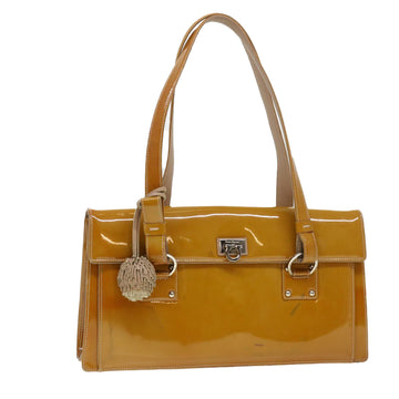 SALVATORE FERRAGAMO Shoulder Bag Patent leather Yellow EO-21 6854 Auth cl440