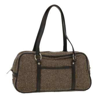 BURBERRY Tweed Hand Bag Brown Auth cl505