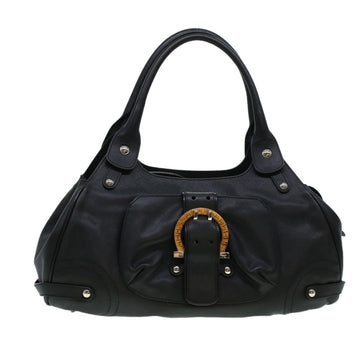 SALVATORE FERRAGAMO Shoulder Bag Safiano leather Black DY-21 6305 Auth cl518