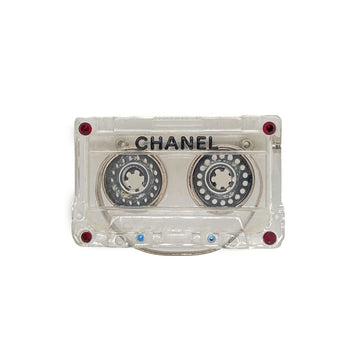 CHANEL 04P '' Cassette Tape - Resin / Black Brooch