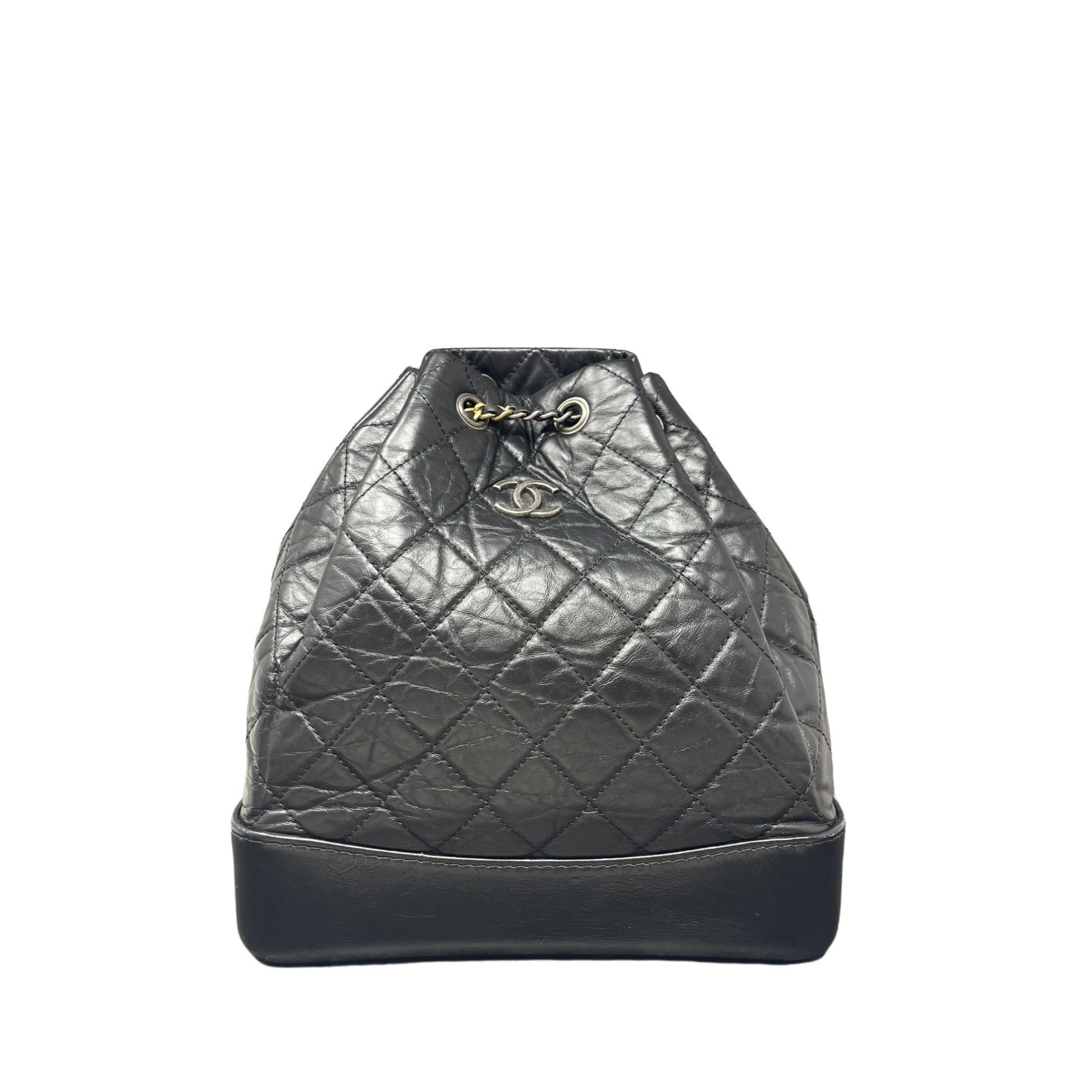 CHANEL Chanel Aged Calfskin Quilted Small Gabrielle Backpack Black - B