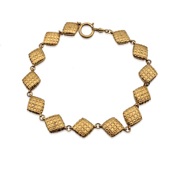 CHANEL Vintage Gold Metal Quilted Collar Collier Necklace