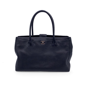CHANEL Black Pebbled Leather Executive Tote Bag Handbag 2000S