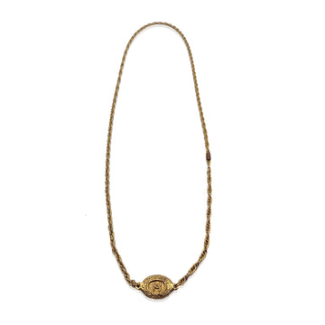 CHANEL Vintage 1970S Gold Metal Long Oval Medallion Necklace