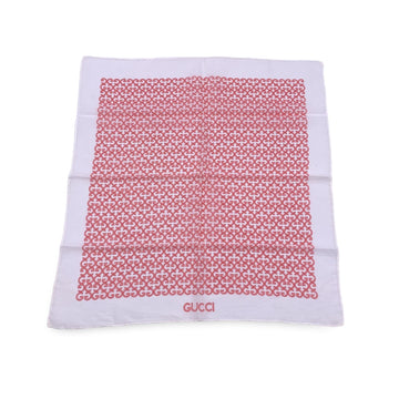 GUCCI Vintage White Pink Gg Cotton Neck Scarf Pocket Square