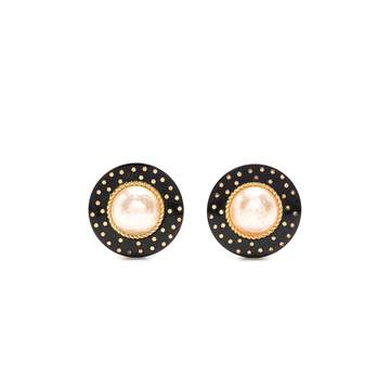 CHANEL Studded Bakelite Pearl Clip-on Earrings