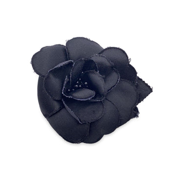 CHANEL Vintage Black Silk Flower Brooch Pin Camelia Camellia