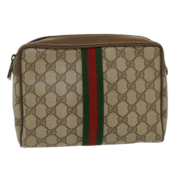 GUCCI GG Canvas Web Sherry Line Clutch Bag Beige Red Green 89.01.012 Auth ep1040