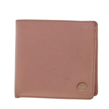 CHANEL Bifold Wallet Leather Pink CC Auth ep1257